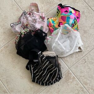 Colorful and Black Lace Bra Lot 34G Mostly Freya